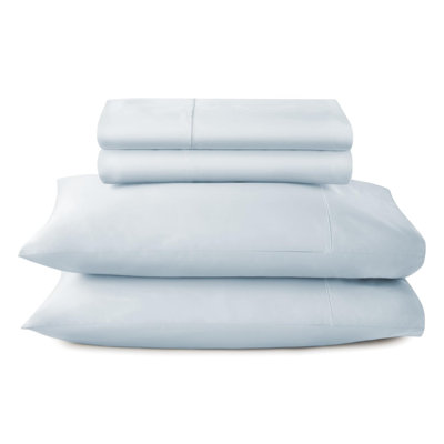 Draps 100% coton biologique Whisper Orgnaics - Draps certifiés biologiques GOTS avec une densité de tissage de 500 fils et un tissage en satin de coton douillet à chaque lavage - Ensemble de luxe 4 pièces (poudre, double)