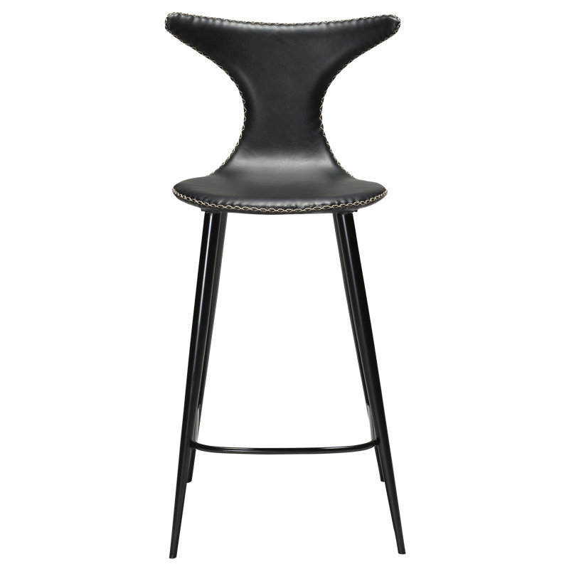 Upholstered Counter Stool with Metal Frame, Black