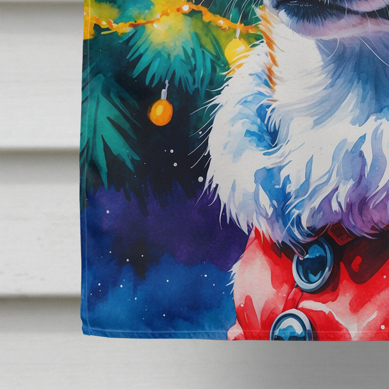 Chocolate Poodle Christmas House Flag, Chihuahua