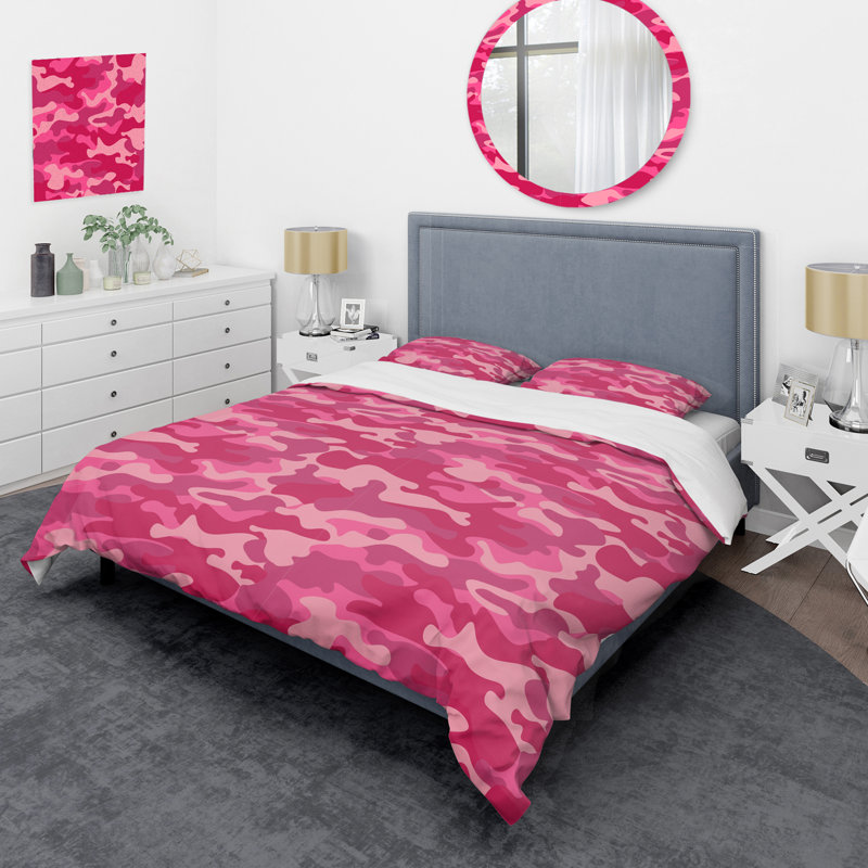 Camouflage rose tendance - ensemble de housse de couette abstrait - microfibre de polyester