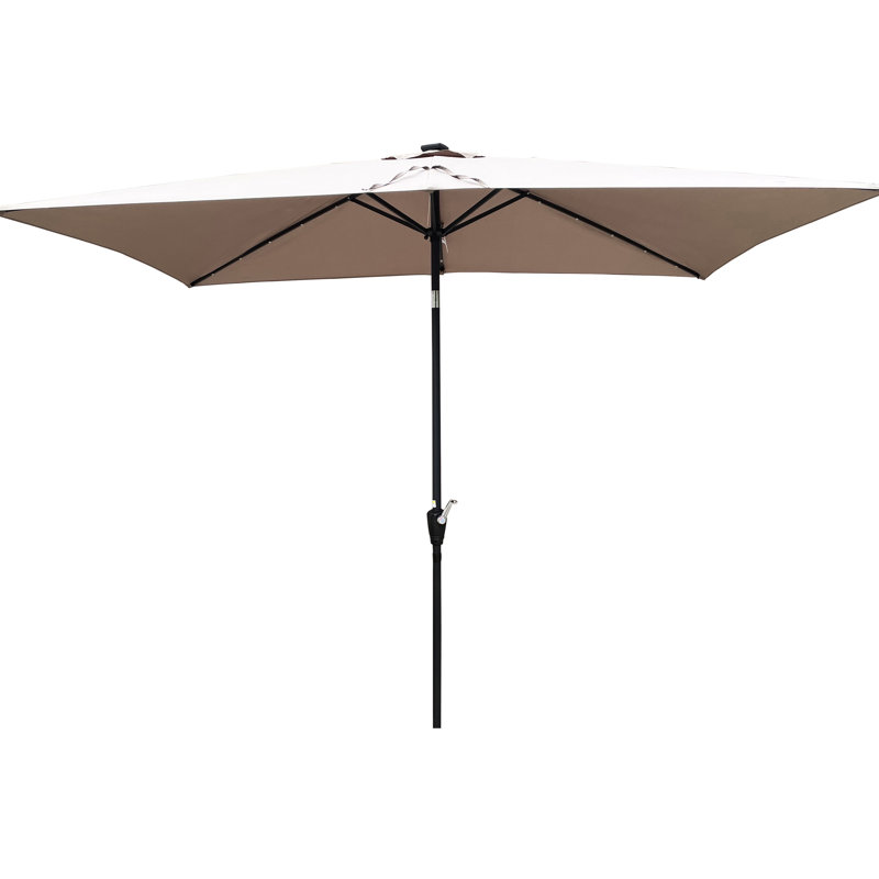Parasol rectangulaire à DEL solaire 10 x 6,5 pi - Protégé, eau, facile à utiliser, pour patio extérieur de jardin à énergie solaire 10 x 6,5 pi, auvent à décoloration, fonction d'assemblage et d'inclinaison