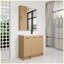 Ensemble de meuble-lavabo sur pied 36 po avec armoire à linge haute, rangement à 3 portes, lavabo simple en résine, finition chêne clair