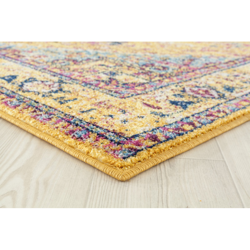 Tapis oriental orange / bleu / jaune, Rectangle 12 pi 6 po x 15 pi