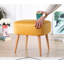 Pouf bohémien en velours avec pieds en bois, jaune, 17,7 po x 17,7 po x 16,9 po | 100% velours, 35 éponges orthopédiques, épaisseur: 2,4 pouces | Sièges élégants et confortables pour le salon ou la chambre à coucher-1268598994