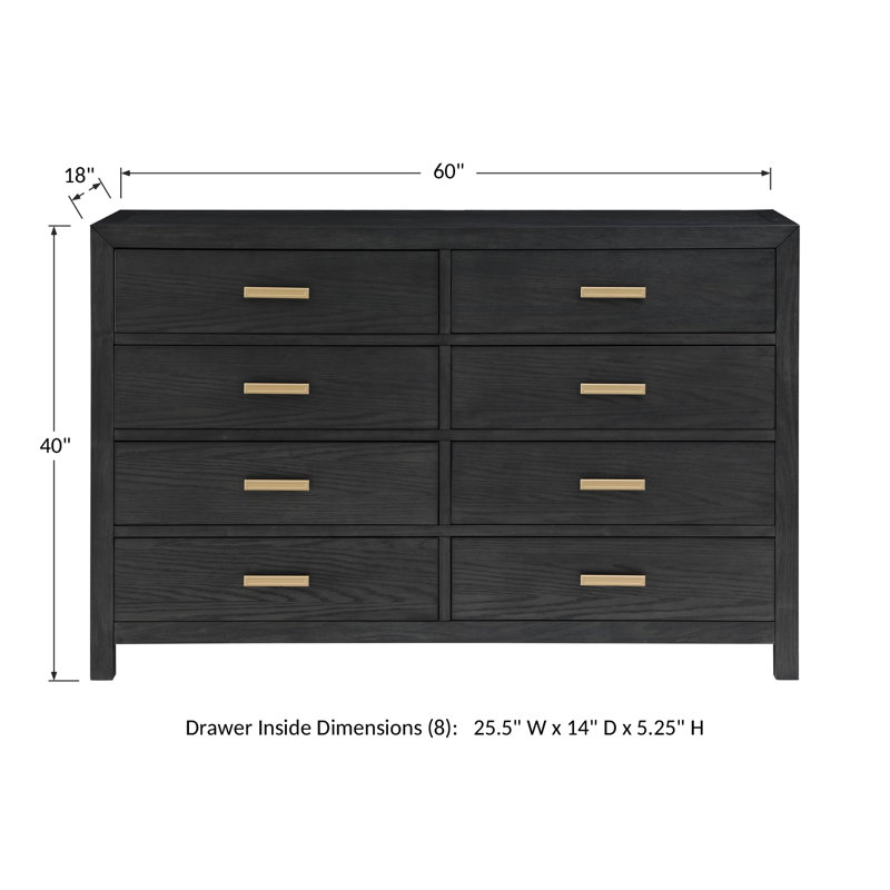 Asdrbal 60'' W 8 - Drawer Dresser, Charcoal