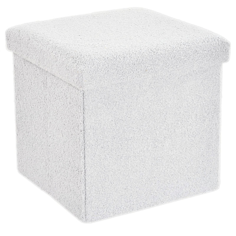 38 FOLDABLE BOUCLE STORAGE BOX, 38cm H x 40cm W x 6cm D, White