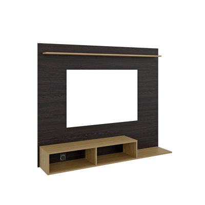 Meuble audio-vidéo moderne avec rangement pour jeux vidéo, wengé et chêne naturel Bethune