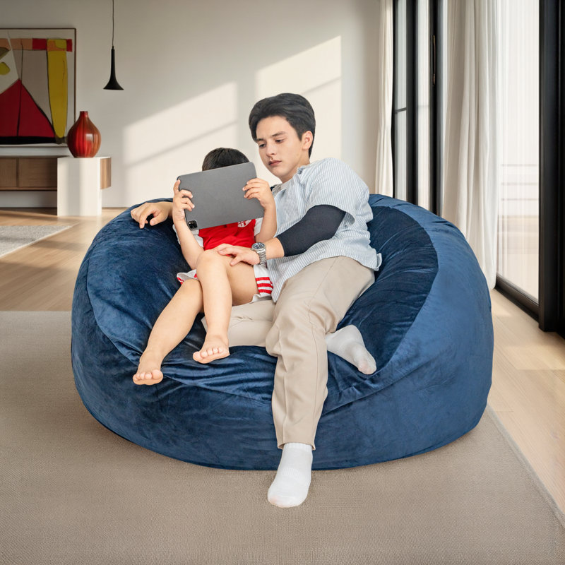 Fauteuil à billes Luxury, Velours bleu