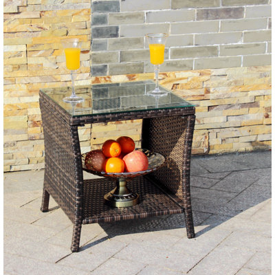 Table basse d'extérieur 1 table basse avec verre trempé transparent