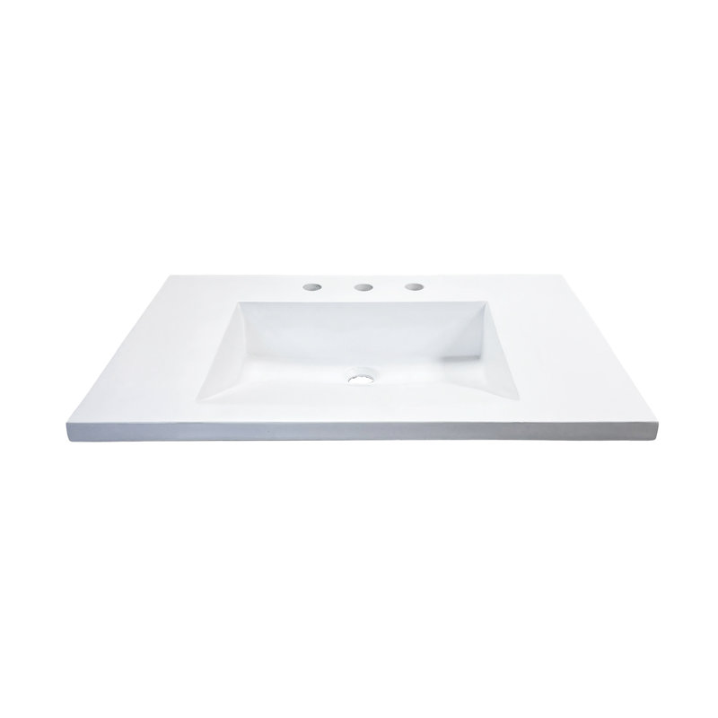 Plateau de meuble-lavabo simple avec lavabo, Blanc