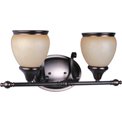 Camden 2-Light Indoor Florence Bronze Bath or Vanity Light or Wall Mount with Sandstone Glass Bell with Trim Shades