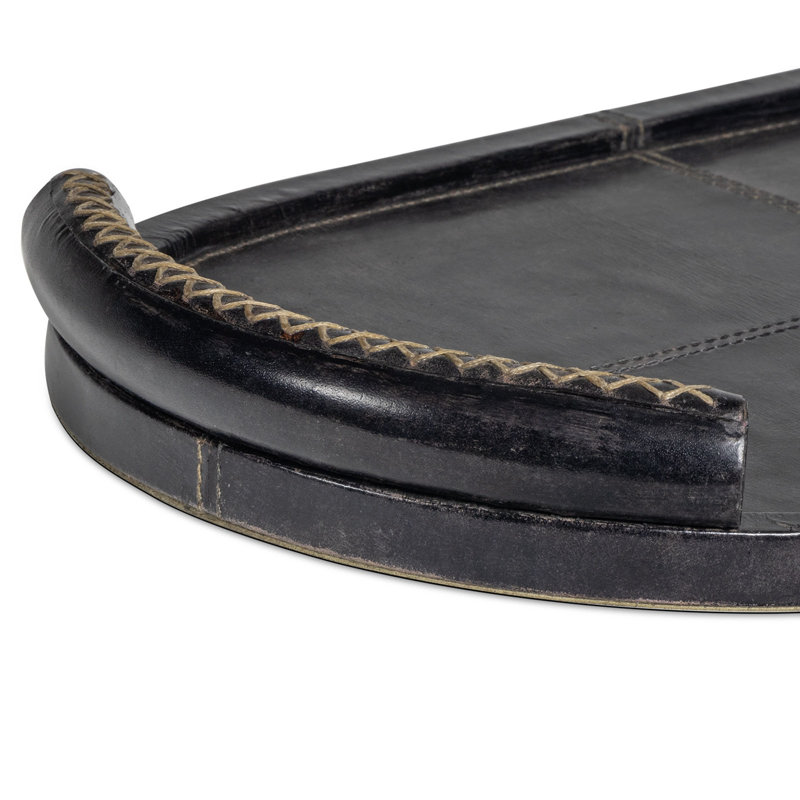 Forte Leather Tray Oval, Black