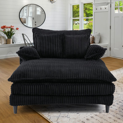 Izeyah 54.75"W Luxury Corduroy Chaise Lounge Chair, Adjustable Backrest by Mercer41