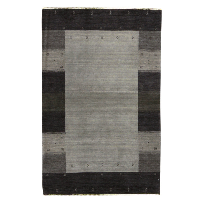 Tapis gris noué à la main de haute qualité