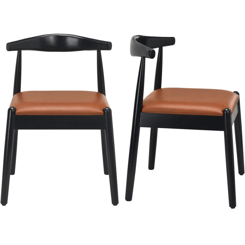 High Quality Solid Wood Upholstered Dining Chair, Black/Brown