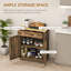Buffet rustique brun avec comptoir en bois massif, armoire de cuisine moderne, bar à café avec 2 tiroirs et tablette réglable