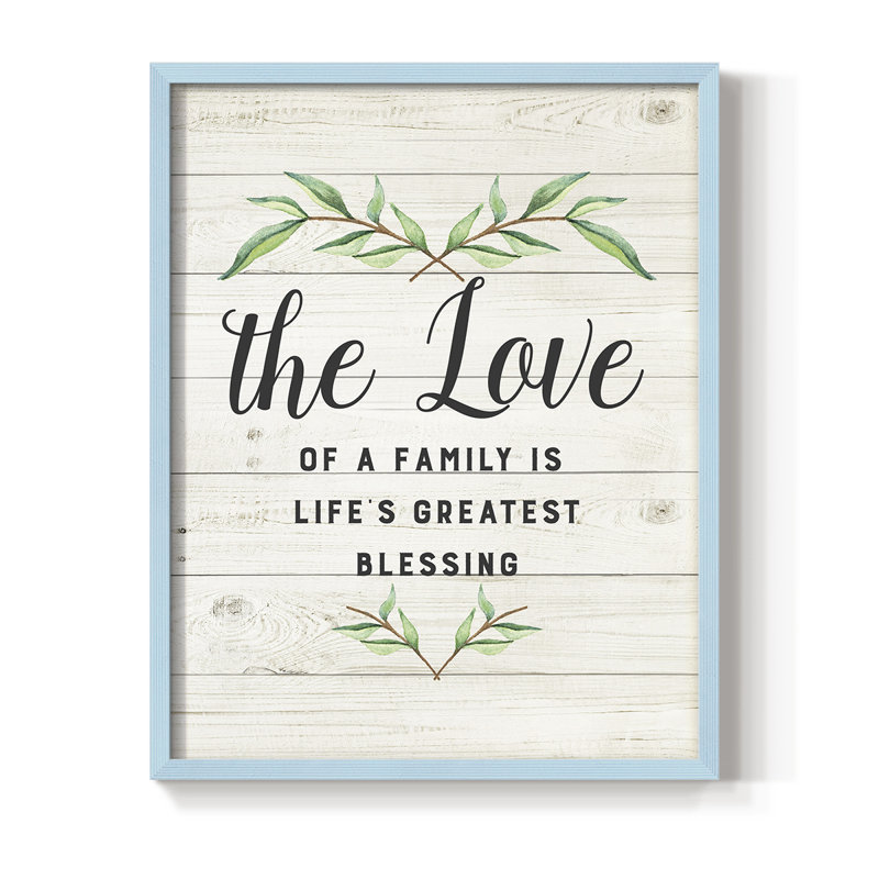 «Love of a Family», reproduction encadrée - bois massif, H 11 po x l 9 po, Bleu