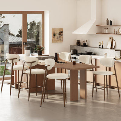 Upholstered Bar Stool with Solid Metal Frame