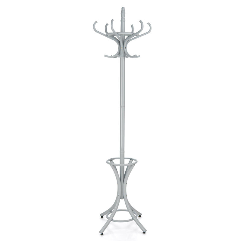 Solid Wood 6 - Hook Freestanding Coat Rack, Gray