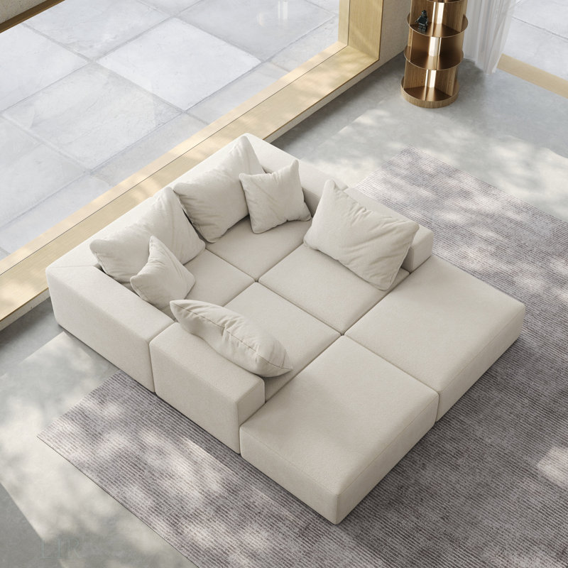 Très grand canapé en nuage éponge, ensemble de canapé modulaire rembourré moderne, ensemble de canapé modulaire en forme de L modulaire de 162 po avec 6 coussins, combinaison de canapé gratuite
