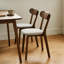 Chaises de salle à manger modernes en bois massif de style Mid-Century avec coussin rembourré et patins réglables