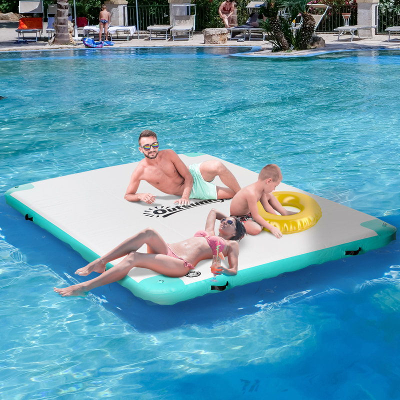 Plateforme flottante Outsunny, Bleu/blanc/vert