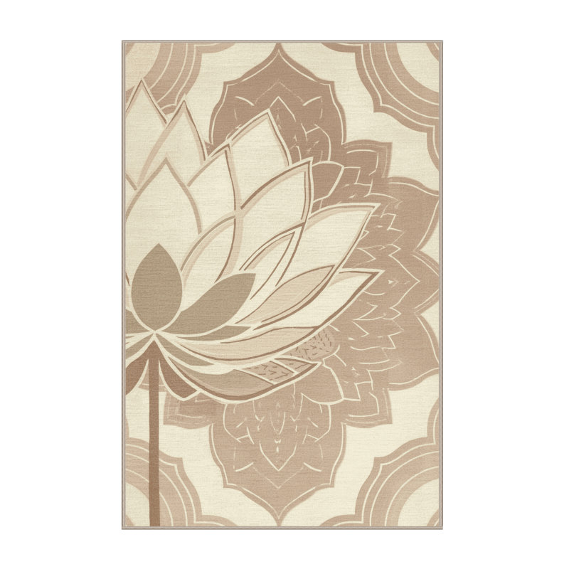 Tapis beige lavable à la machine à motif blocs Abaokoro, 4 x 6