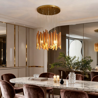 Lustre en bois de style campagnard avec 8 lumières, luminaire suspendu suspendu rustique pour le vestibule de la salle à manger à plafond haut