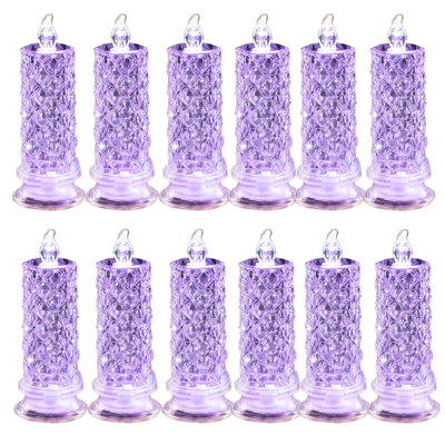 12Pcs Rose Shadow LED Flameless Candles,Romantic Battery Operated Candles Led Pillar Candles for Valentines Anniversary Wedding Christmas Decorations