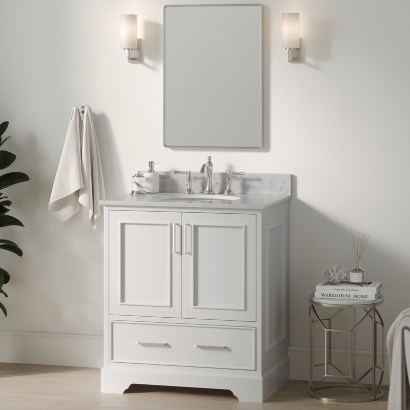 Meuble-lavabo simple avec plateau Abshire 31, Blanc
