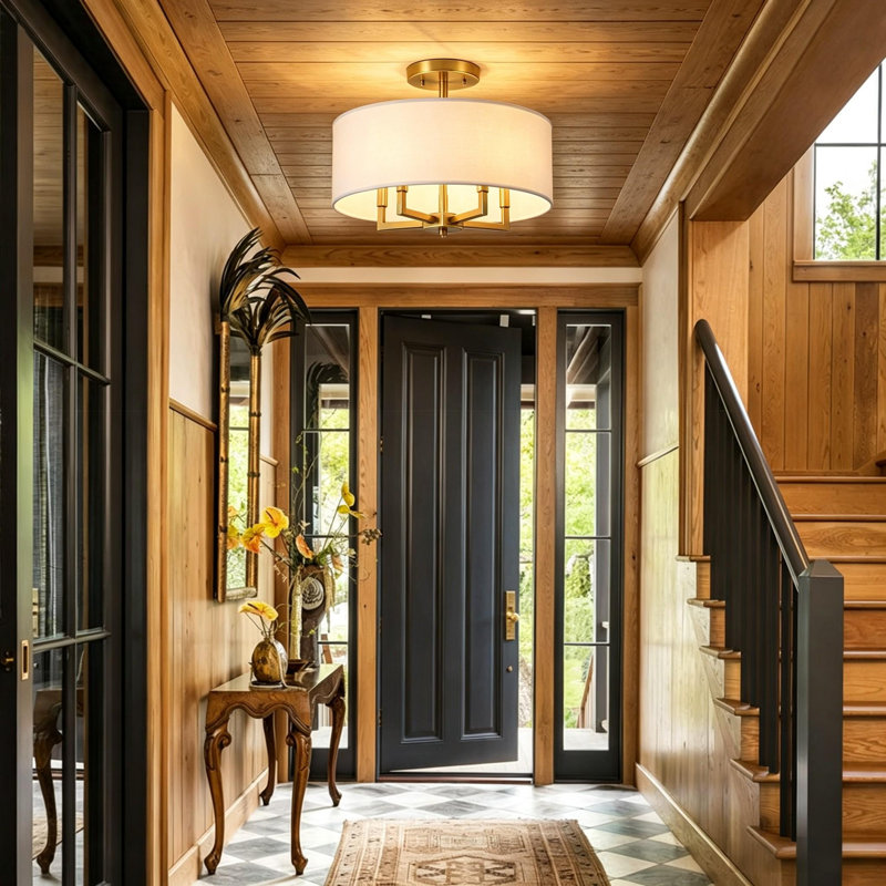  Plafonnier semi-encastré cylindrique en tissu à 5 lumières Thornhill