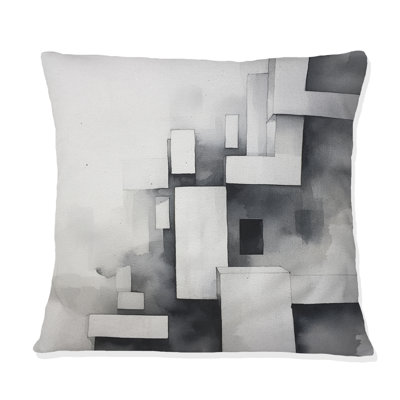Coussin décoratif gris à imprimé abstrait Zen IV