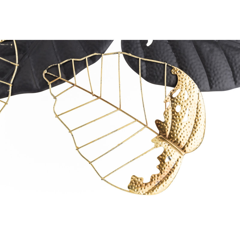 Glam Wall Decor on Metal, Black/Golden