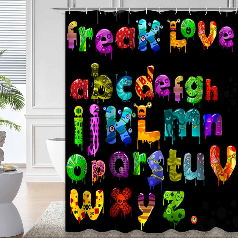 Rideau de douche Alphabet, L 72 po x l 84 po