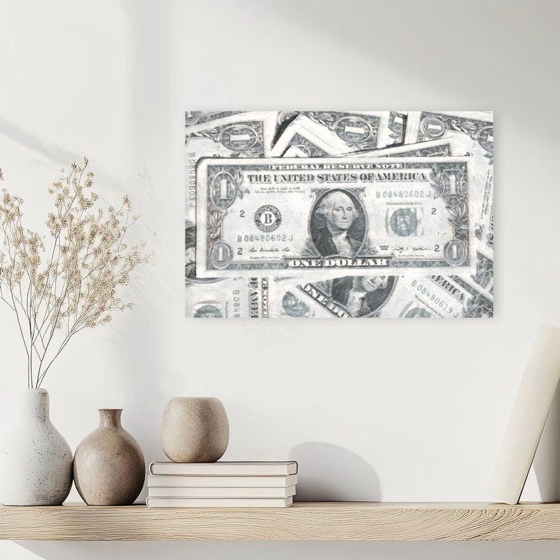 American Dollar Bills Contemporary Wall Art Print by Pictufy Studio IV - Wrapped Canvas Print, 30.48cm H x 45.72cm W