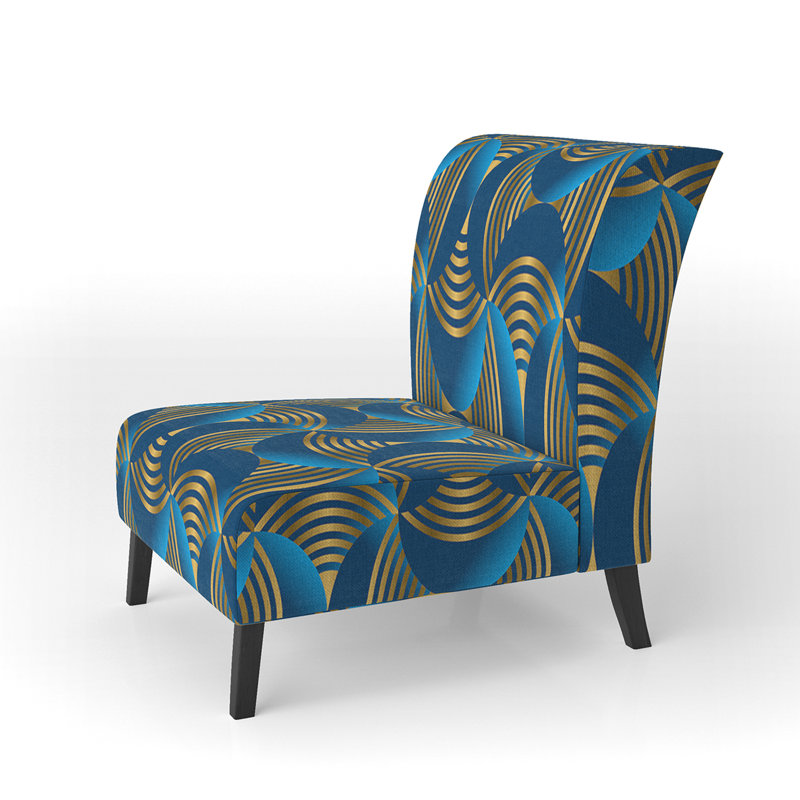 Fauteuil de chambre rembourré Mid-Century, Bleu
