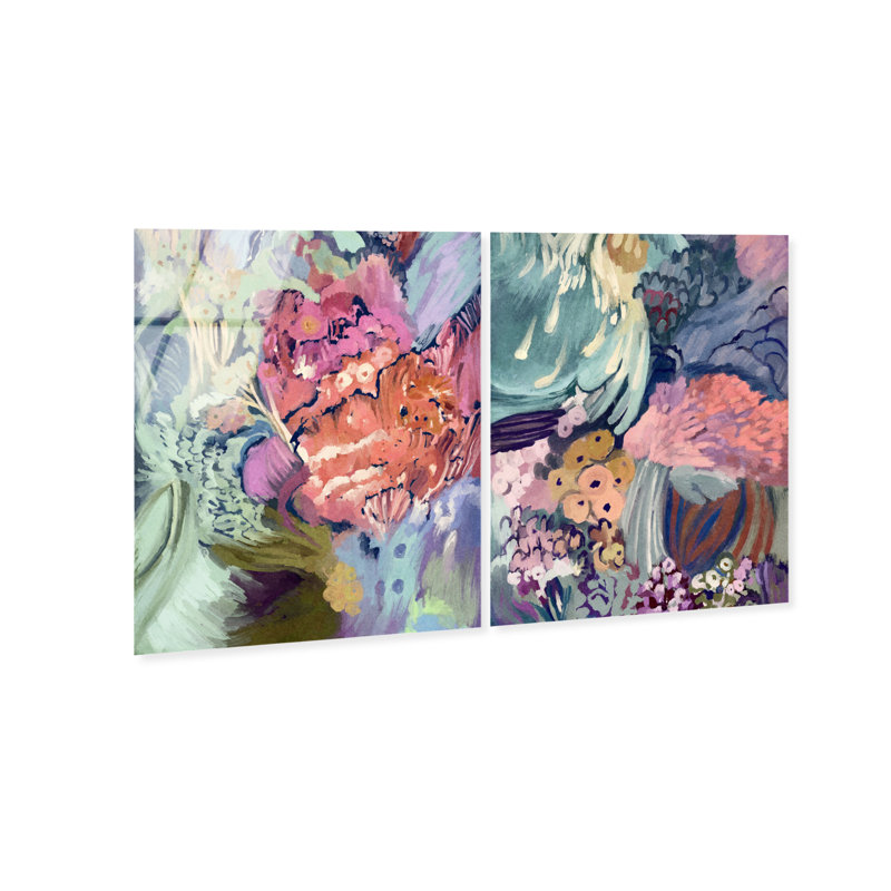 Abstract Botanicals Set High-Gloss Frameless Acrylic Glass Wall Art Abstract Print by Oliver Gal, Ready to Hang, 16 x 20