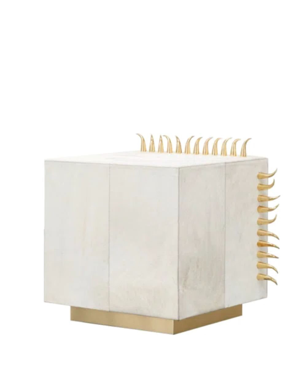Mercer41 Rhapsody Leather End Table, Golden Accents, 18x18x18 | Wayfair