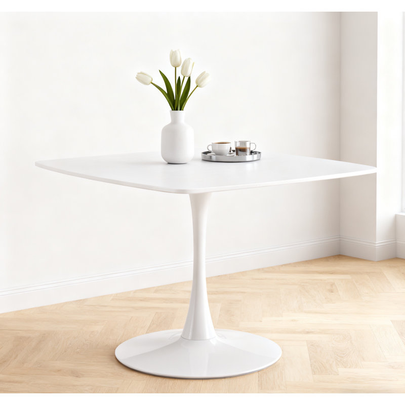 42.12Inch Dining Table White, White/White, 28.93"H x 42.12"L x 42.12"W