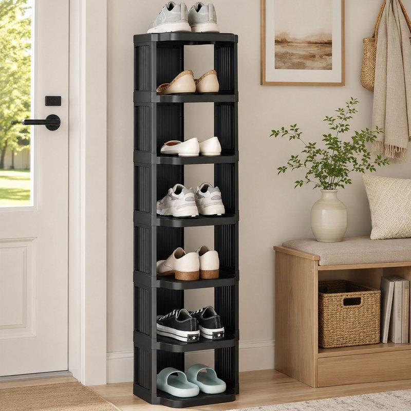8 Tier Vertical Shoe Rack, Stackable Plastic Shoe Storage with Modular Design