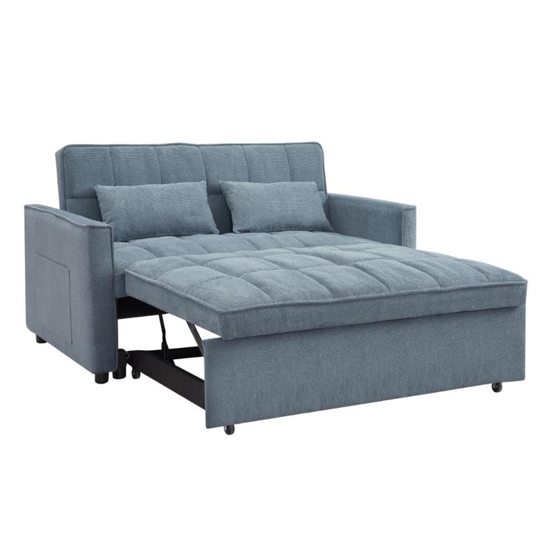 Harriet 2 Seater Linen Sofa Bed, Blue