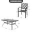 Ensemble de salle à manger 7 pièces en métal avec trou pour parasol et chaises empilables-479246143-479246140