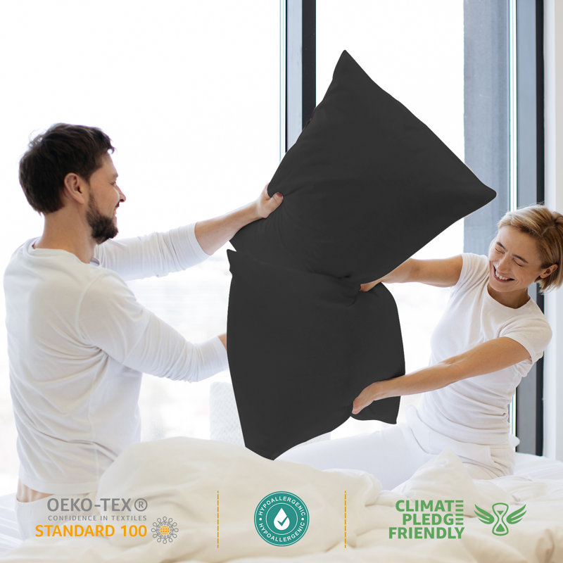 100% Cotton Flatweave Pillowcase - Set of 2, Black