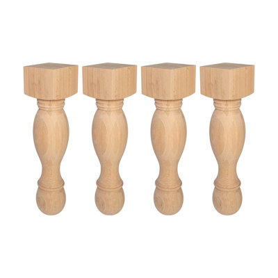 34-1/2in H x 8in Square Solid Oak Wood Island Leg, Pack of 4
