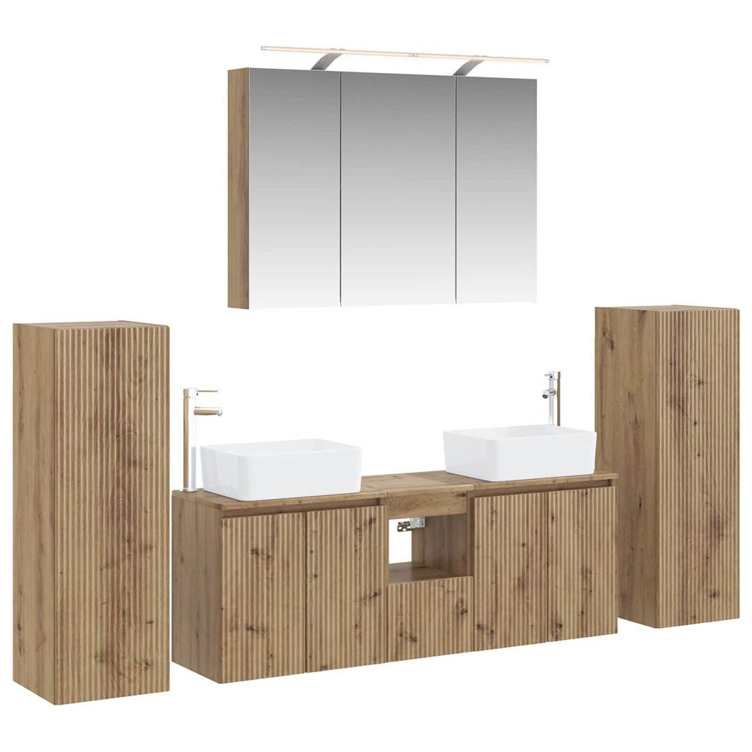 vidaXL Bathroom Furniture Set 6 pcs Engineered Wood and Glass Mirror Cabinet