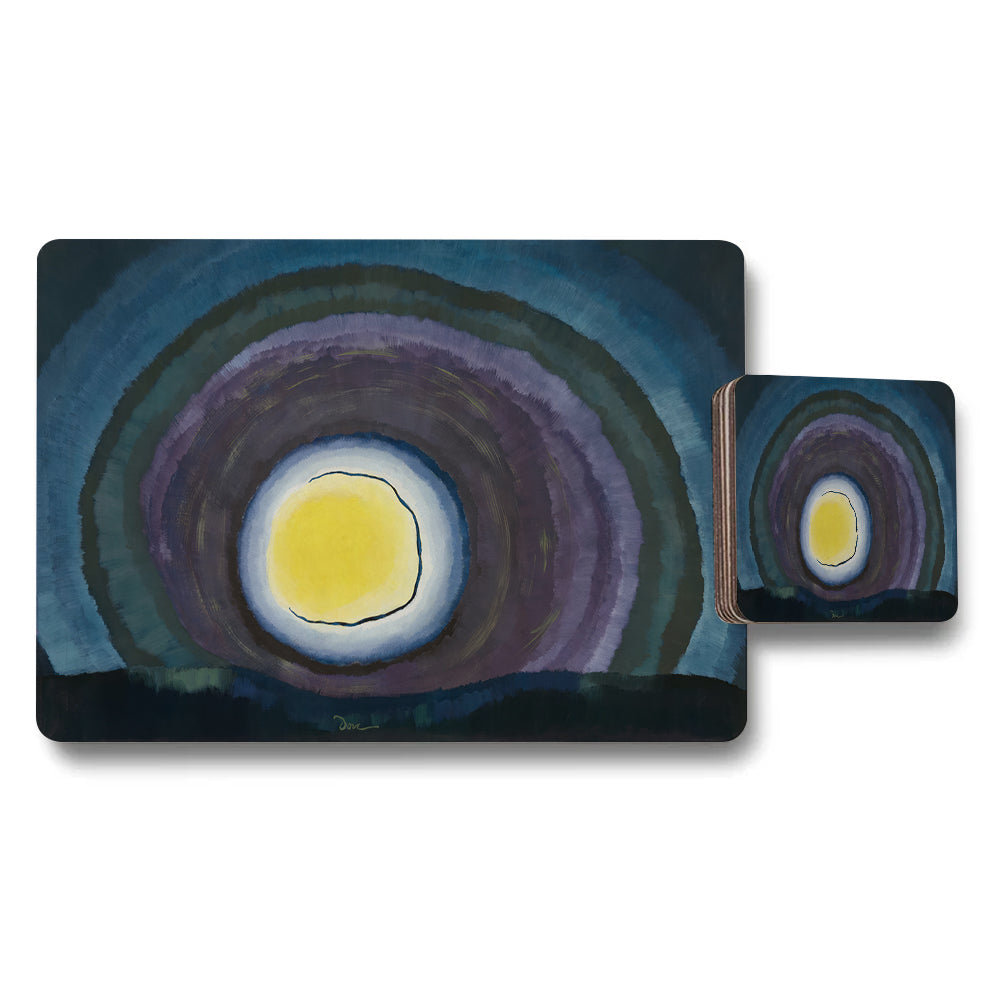 Abstract Concentric Ring Placemat and Coaster Set Artwork