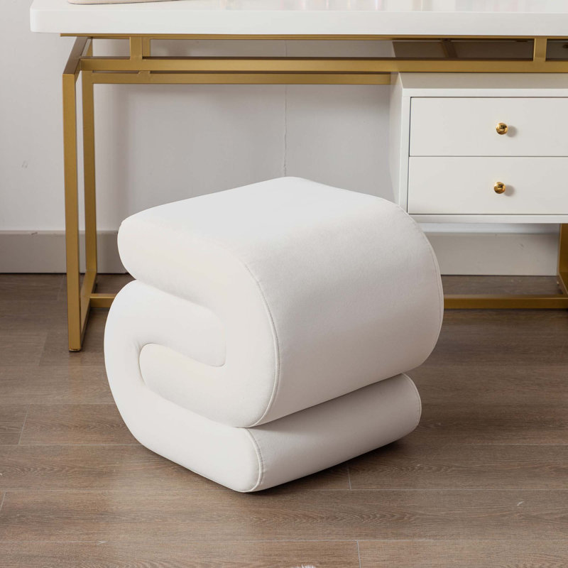 Repose-pieds de 18,1 po de largeur Eveny, Velours blanc
