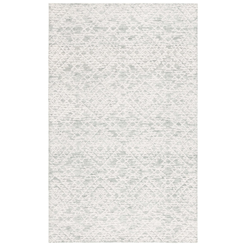 Sakia Ebony Hand Tufted Wool Cotton Geometric Rug in Ivory/Gray, Rectangle 8' x 10'