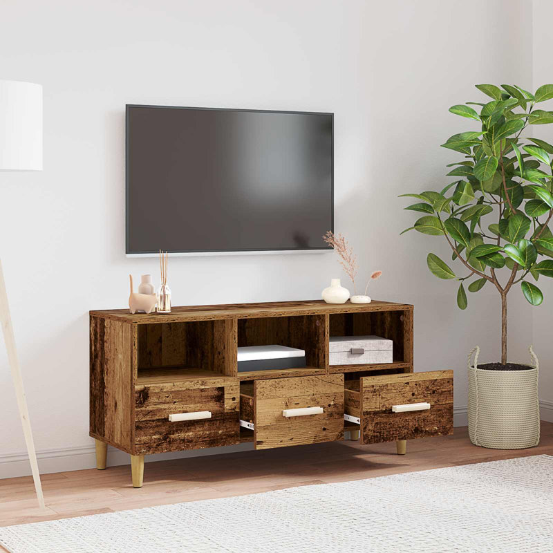 Unfinished TV Stand for TVs up to 88", Old Wood
