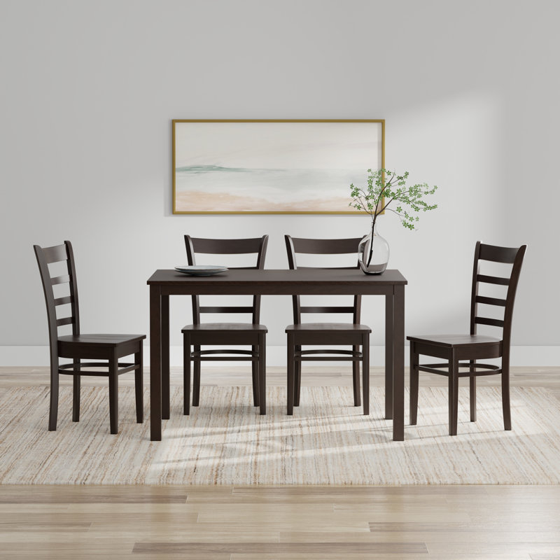 Ensemble repas pour 6 personnes Marjona, Noyer foncé, Noyer foncé, Ensemble repas 5 pièces
